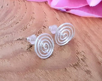 Spiral Stud Earrings, Simple Unique Jewellery, Handmade by a UK Seller, Everyday Earrings, Silver Earrings, Gifts for Mum, Sterling Earrings