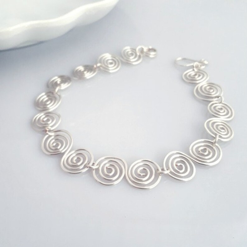anniversary gift birthday gifts wedding jewellery Celtic Infinity silver spiral bracelet