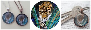 Ciondolo Portachiavi Leopardo Con Testa Di Ghepardo E Strass Dorati - 5,1 X 5 Cm - Accessorio Borsa