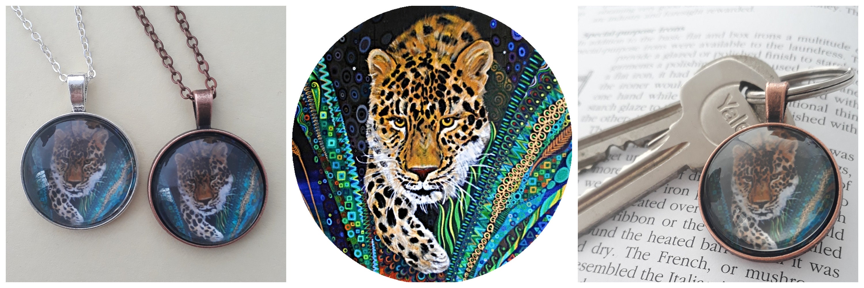 Ciondolo Portachiavi Leopardo Con Testa Di Ghepardo E Strass Dorati - 5,1 X 5 Cm - Accessorio Borsa