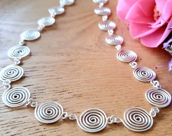 Silver spiral necklace, Celtic style necklace, gifts for her, gift for mum, gift for wife, gift for sister