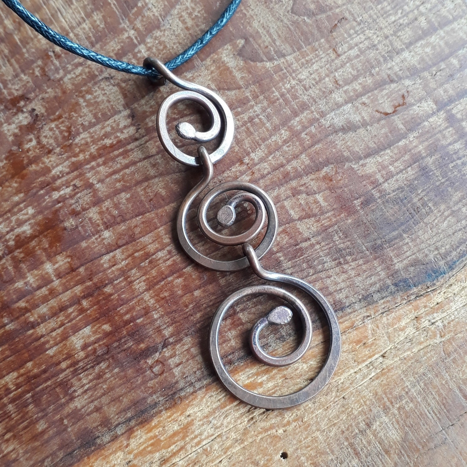 Triple Copper Spiral Pendant Simple Unique Boho Pendant - Etsy UK
