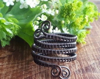 Kupferdraht Spiral Ring, Verstellbarer Draht Gewickelt Schlange Ring, Boho Festival Schmuck, Geschenke Für Männer Und Frauen