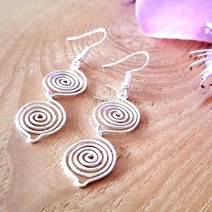 Silver Earrings, Silver Spiral Earrings