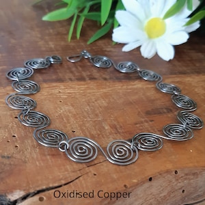 Celtic copper spiral bracelet, wedding anniversary gift for wives, copper jewellery, birthday gifts for women, for mum