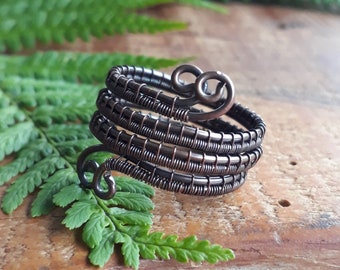 Copper wire wrapped snake ring, perfect boho festival jewellery, rings for men and women, unisex rings