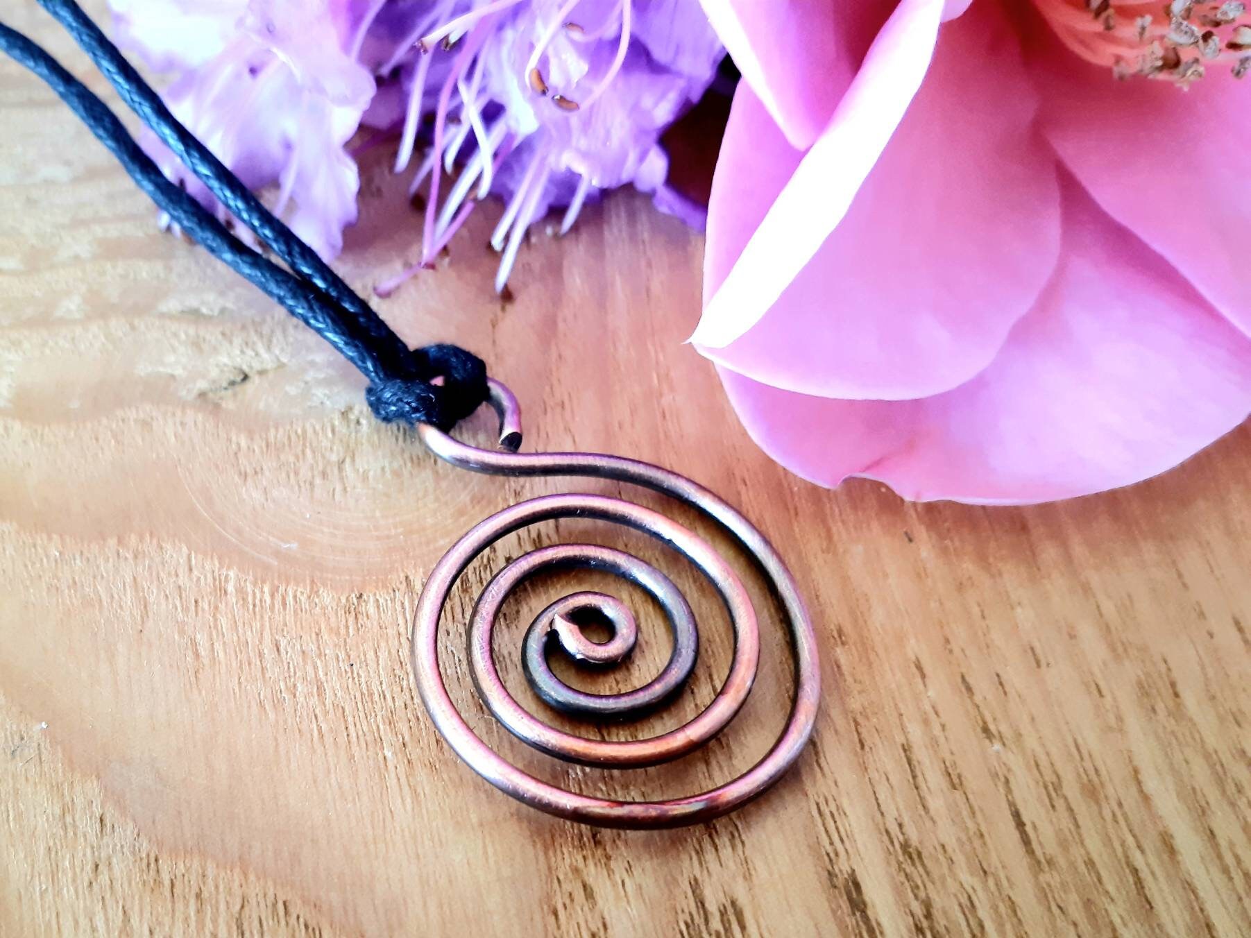 Copper Spiral Pendant Necklace Rustic Jewellery for Her or Etsy