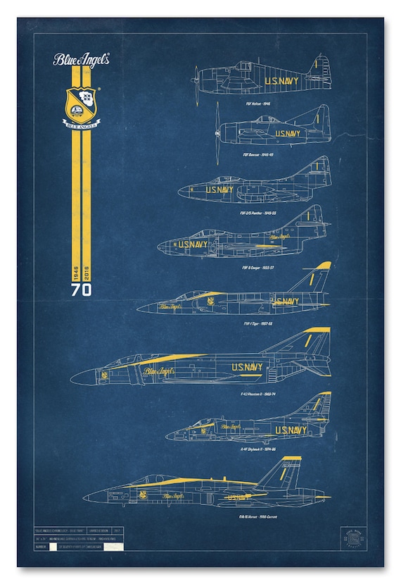 Blue Angels Chronology 70th Print - Blue Print - Limited Edition