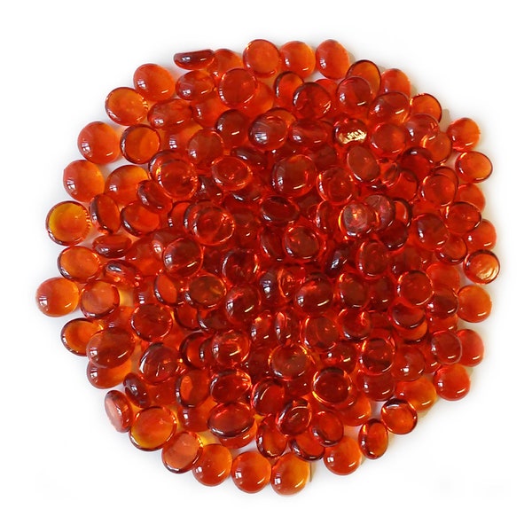 50 Orange Small Glass Gems Stones, Mosaic Pebbles, Centerpiece Flat Marbles, Vase Fillers, cabochons