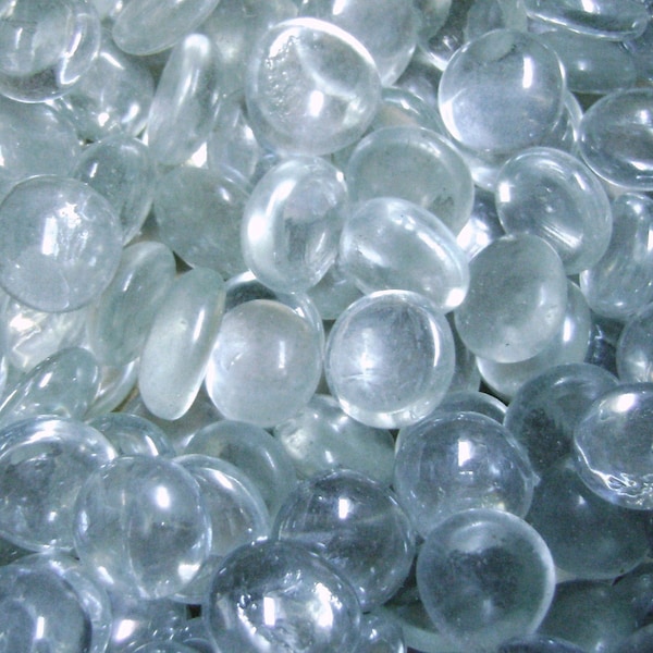 100 Clear Glass Gems Stones, Mosaic Pebbles, Centerpiece Flat Marbles, Vase Fillers, cabochons