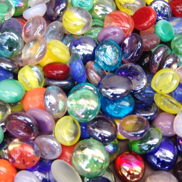 100 Mixed Colors Glass Gems Stones, Mosaic Pebbles, Centerpiece Flat Marbles, Vase Fillers, cabochons