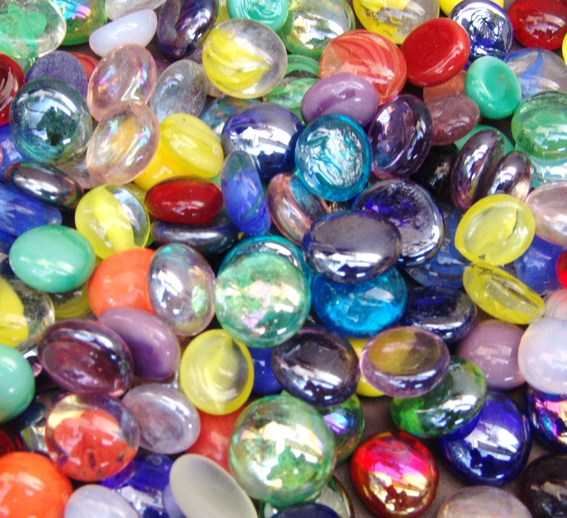 100 Mixed Colors Glass Gems Stones Mosaic Pebbles Etsy