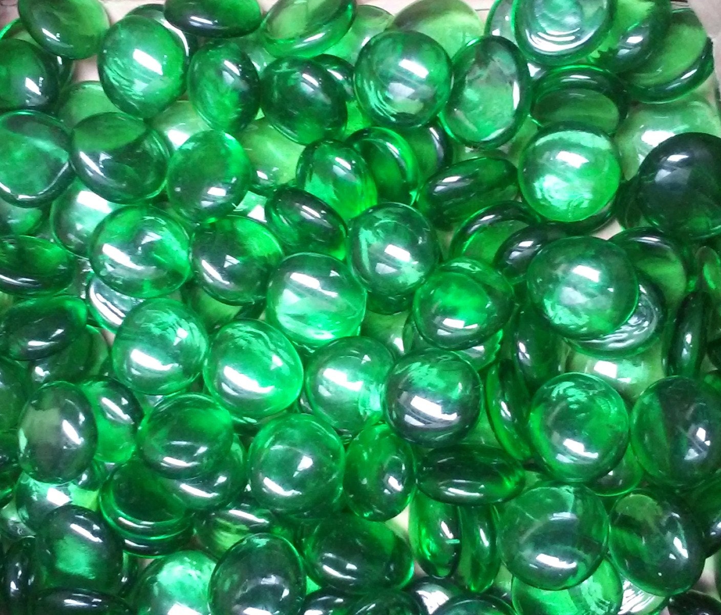 100 Green Glass Gems Stones Mosaic Pebbles Centerpiece Flat Etsy