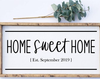 Home sweet home - New home gifts - realtor closing gift - home decor - farmhouse framed sign - wood art - wall decor - personalized sign