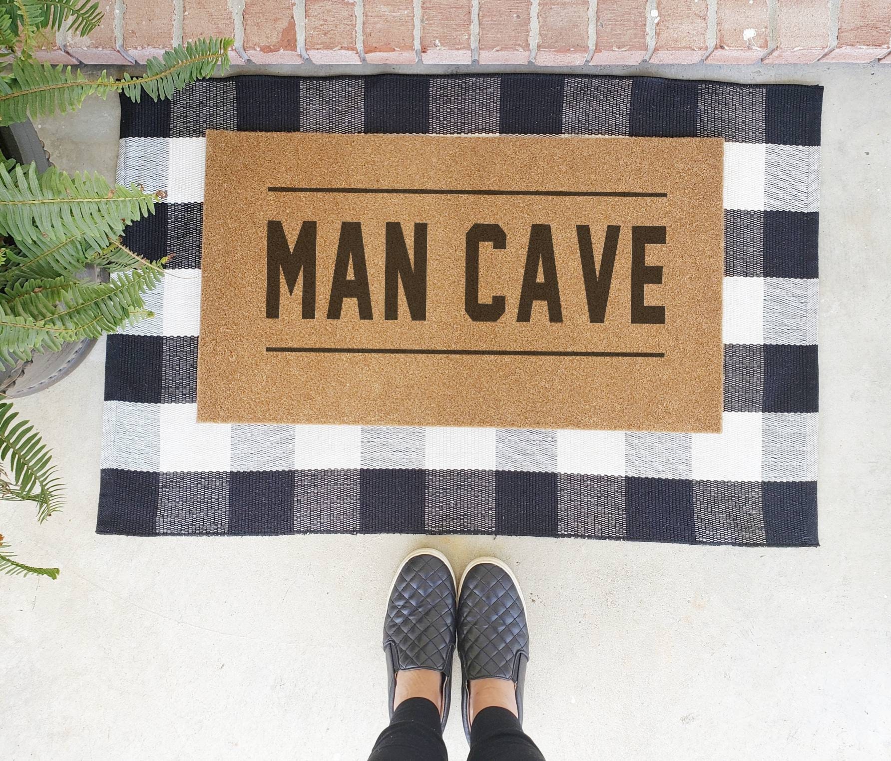 Man Cave Front Door Mat Entry Rug Housewarming Gift Etsy