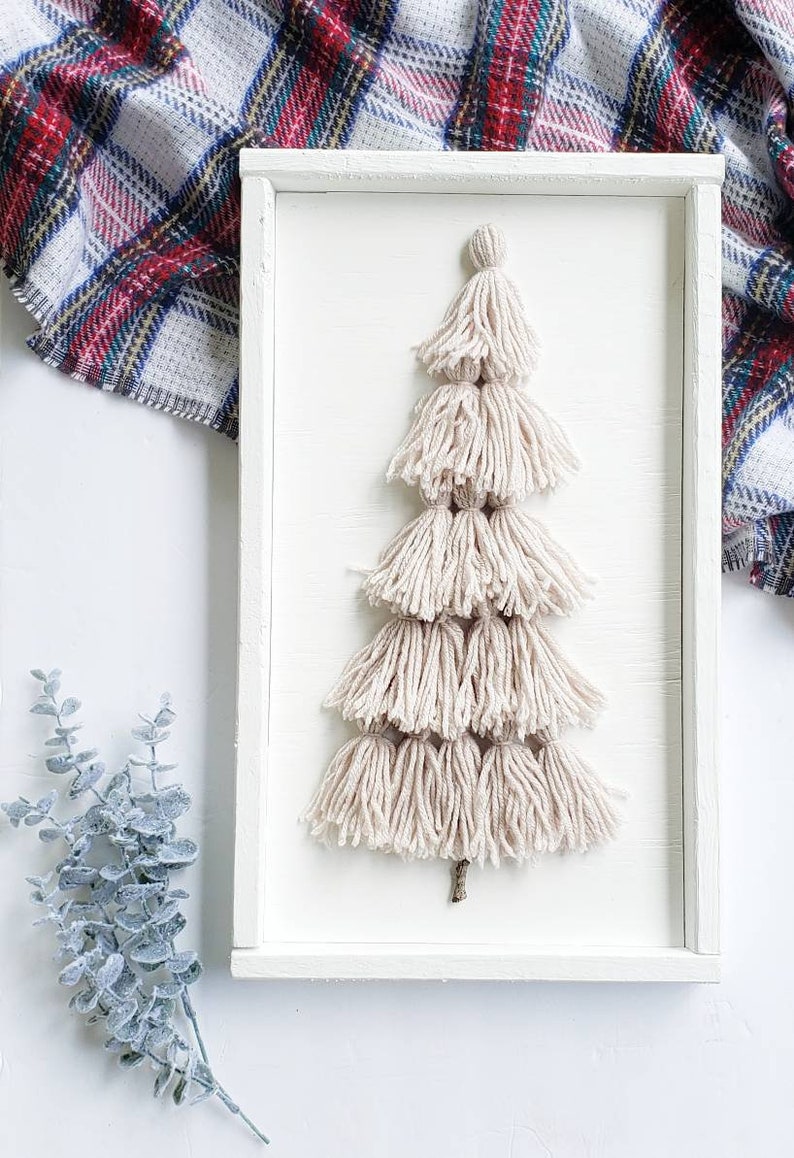 Tassel framed christmas tree  christmas decor  neutral image 0