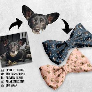 Custom faces bow tie on strap from your photo - design your selftie - Create persolanized Boyfriend Girlfriend Gift funny of your pet