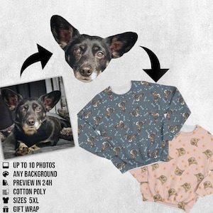 Custom face sweatshirt of your pet - design your fullprint sweatshirt - Create persolanized all over clothing - Girlfriend Boyfriend