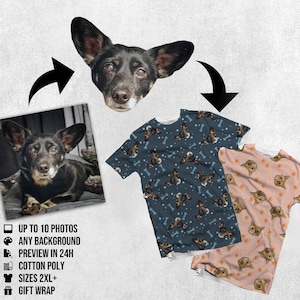 Custom faces tshirt of your pet - design your fullprint tee - Create persolanized all over clothing - Boyfriend Girlfriend Gift 3XL 4XL 5XL