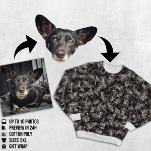 Custom face sweatshirt of your pet - design your fullprint sweatshirt - Create persolanized all over clothing - Girlfriend Boyfriend