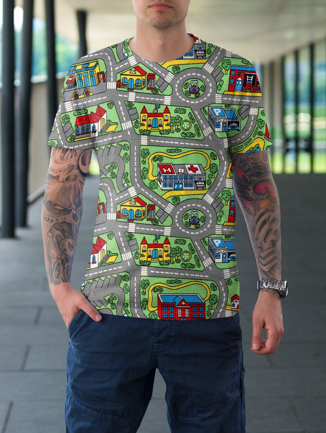 Track Carpet Nostalgia Play Rug Road Shirt Funny Roads Etsy