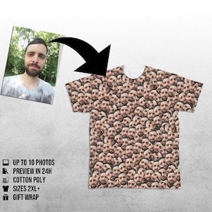 Custom faces tshirt from your photo - design your fullprint tee - Create persolanized all over - Boyfriend Girlfriend Gift 3XL 4XL 5XL