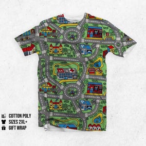 Nostalgisch racebaankleed, speelmat, wegshirt, wegen, jeugdherinneringen, auto's, jaren 80, 90, racebaanmat, speelmat voor papa, 3XL 4XL 5XL | EU DDP Geen douanekosten