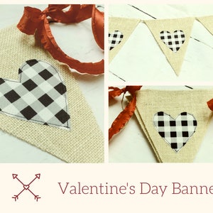 Valentine's Day Banner, Heart Banner, Buffalo Check Heart Banner, Valentine's Day Sign, Valentine's Day Decor, Phot Prop, Party Decor