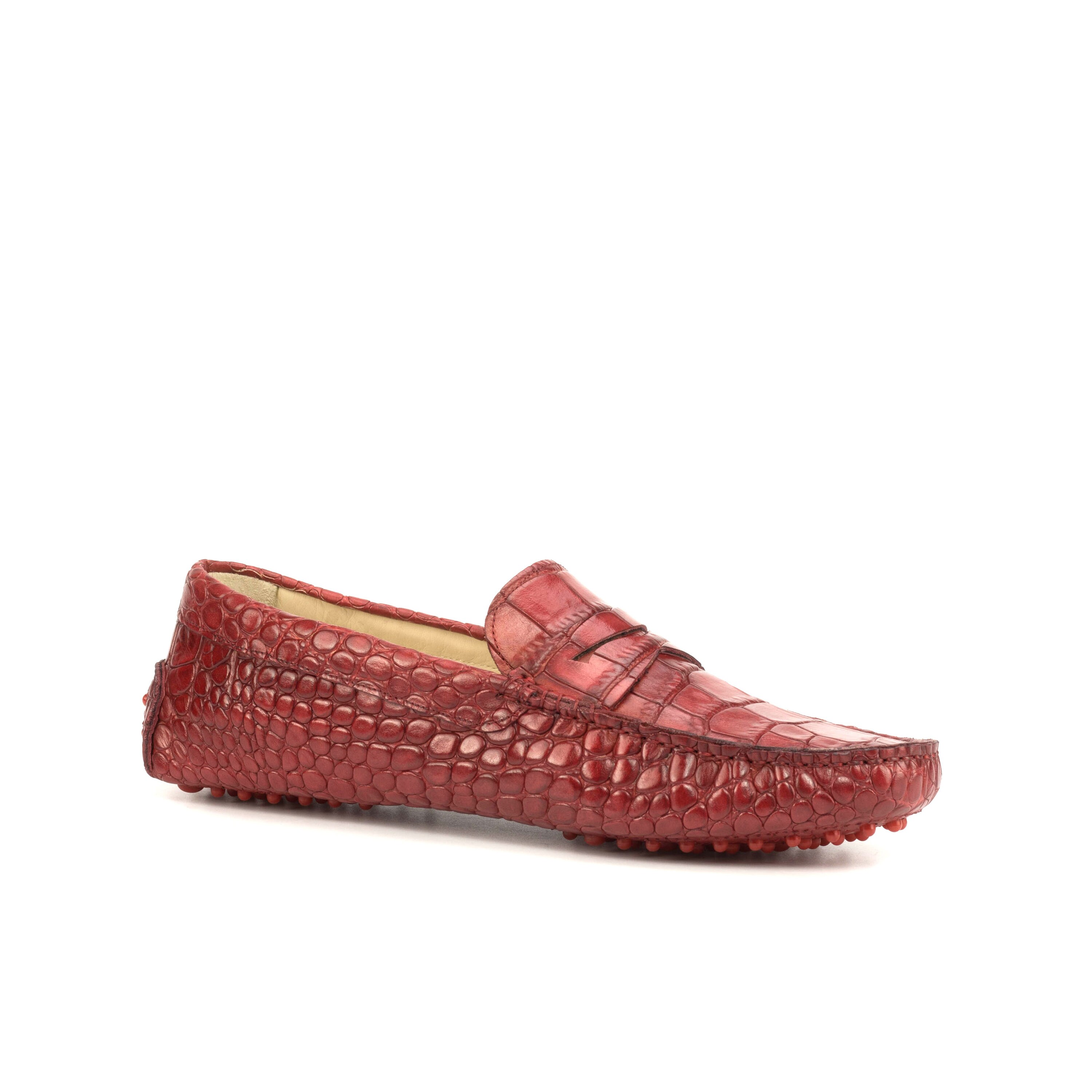 Red Croco-Print Leather Drivers Carlos Santana Jorge Driver Loafers for Men | Slip-on  main image 4
