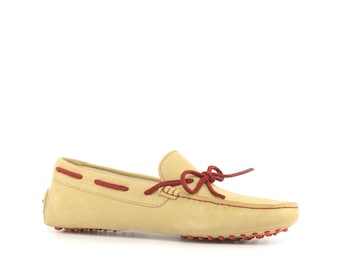 ShoeSwingers Beige & Red Calf Suede Driver