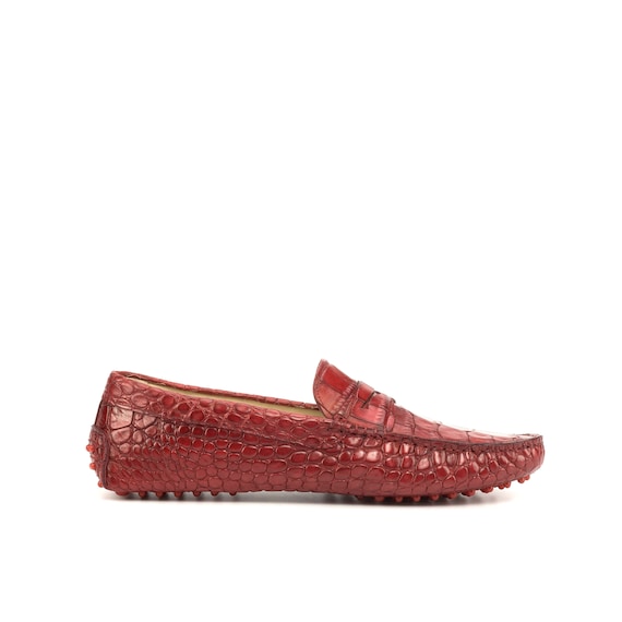 LOUIS VUITTON LV LOGO RED CROC LEATHER COMFY MOCCASIN DRIVING
