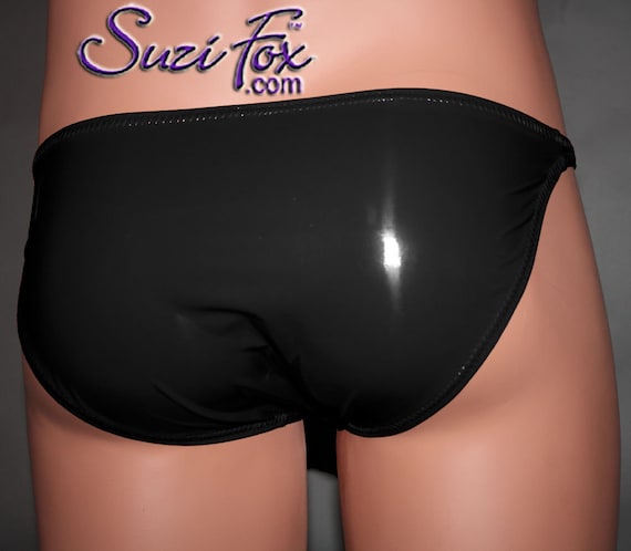 Custom Bikini Bottom shown in black gloss vinyl/pvc by Suzi Fox