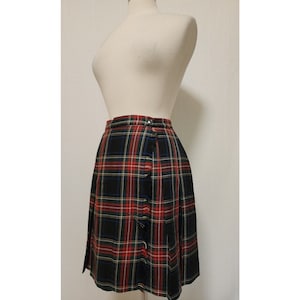 Womens Tartan Plaid Mini Skirt Size 10 Wool 90s Vintage