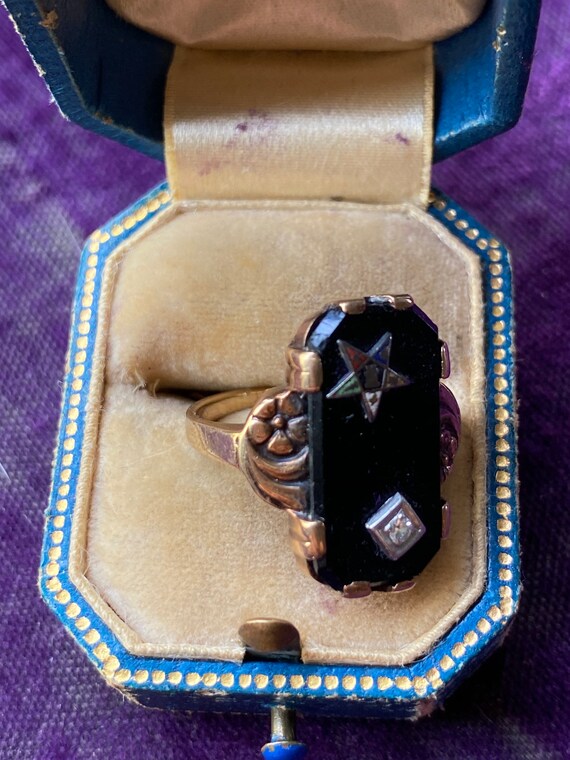 Vintage Onyx and Diamond Order of the Eastern Sta… - image 6