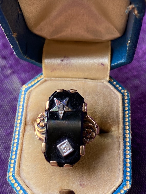 Vintage Onyx and Diamond Order of the Eastern Sta… - image 1