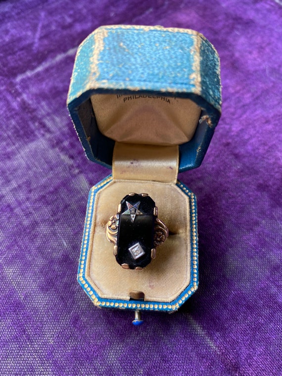 Vintage Onyx and Diamond Order of the Eastern Sta… - image 2