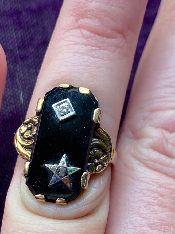 Vintage Onyx and Diamond Order of the Eastern Sta… - image 7