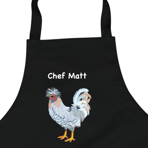 Personalized Embroidered rooster apron-Mens Grilling apron-Houden-Womens cooking apron-Outdoor cooking-Kitchen apron-Chef aprons-personal