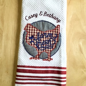 Personalized kitchen towel-Kitchen tea towel- cooks towel-Embroidered chicken Applique-Chef gift-Gift for cook-Kitchen cooks