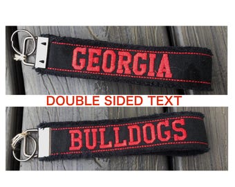 Personalized Embroidered Wristlet Keychain: Double Sided Custom Key Fob