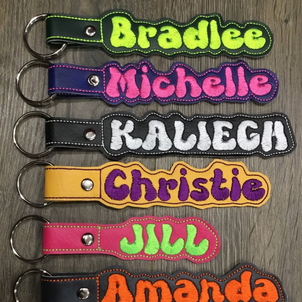 Keychain personalized customized handmade Embroidered, Luggage or Backpack name tag Key Holder