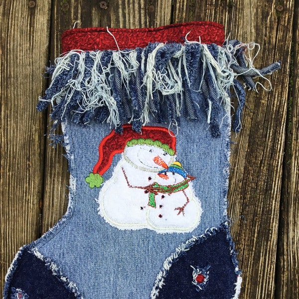 PERSONALIZED Stocking-Christmas stocking-Handmade for holidays-Monogrammed-embroidered stocking-smowman-holiday decoration-Winter home decor