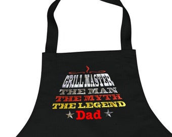 Tablier de grillade brodé personnalisé-Cadeau de la fête des pères-Grill Maître-tablier de barbecue-Tablier de cuisine-Cuisinier-Cuisine-Cuisine-Tablier de chef de cuisine