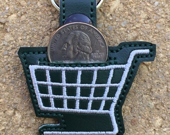 Embroidered Aldi Quarter Keeper Keychain: Shopping Cart Key Fob