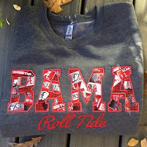 Alabama Football Spieltag Sweatshirt-Rot und Weiß gestickte Applikation Blockbuchstaben Design-College Applikation Sweatshirt
