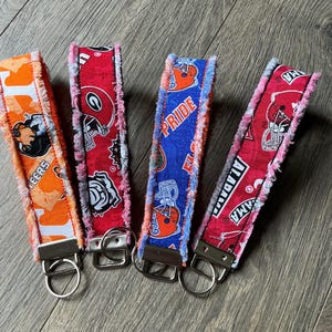 Embroidered College Football Team Wristlet Keychain: Handmade Key Fob