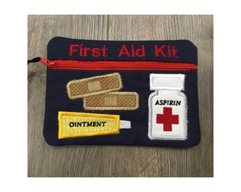 First aid zipper storage kit-Small storage purse for first aid supplies-Emergency mini medical bag zipper closure-Toiletry travel case