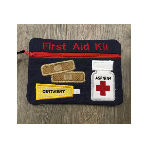 First aid zipper storage kit-Small storage purse for first aid supplies-Emergency mini medical bag zipper closure-Toiletry travel case