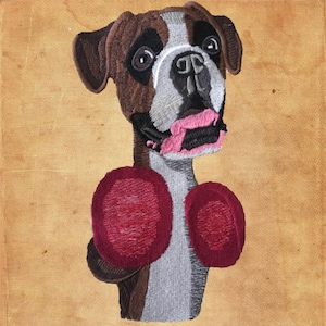 Machine Embroidery cute Boxer dog-Boxing Design-Danny Gordon Artwork-boxer embroidery instant download