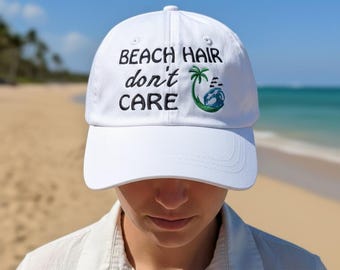 Beach Hair Don't Care Embroidered Cotton Twill Cap